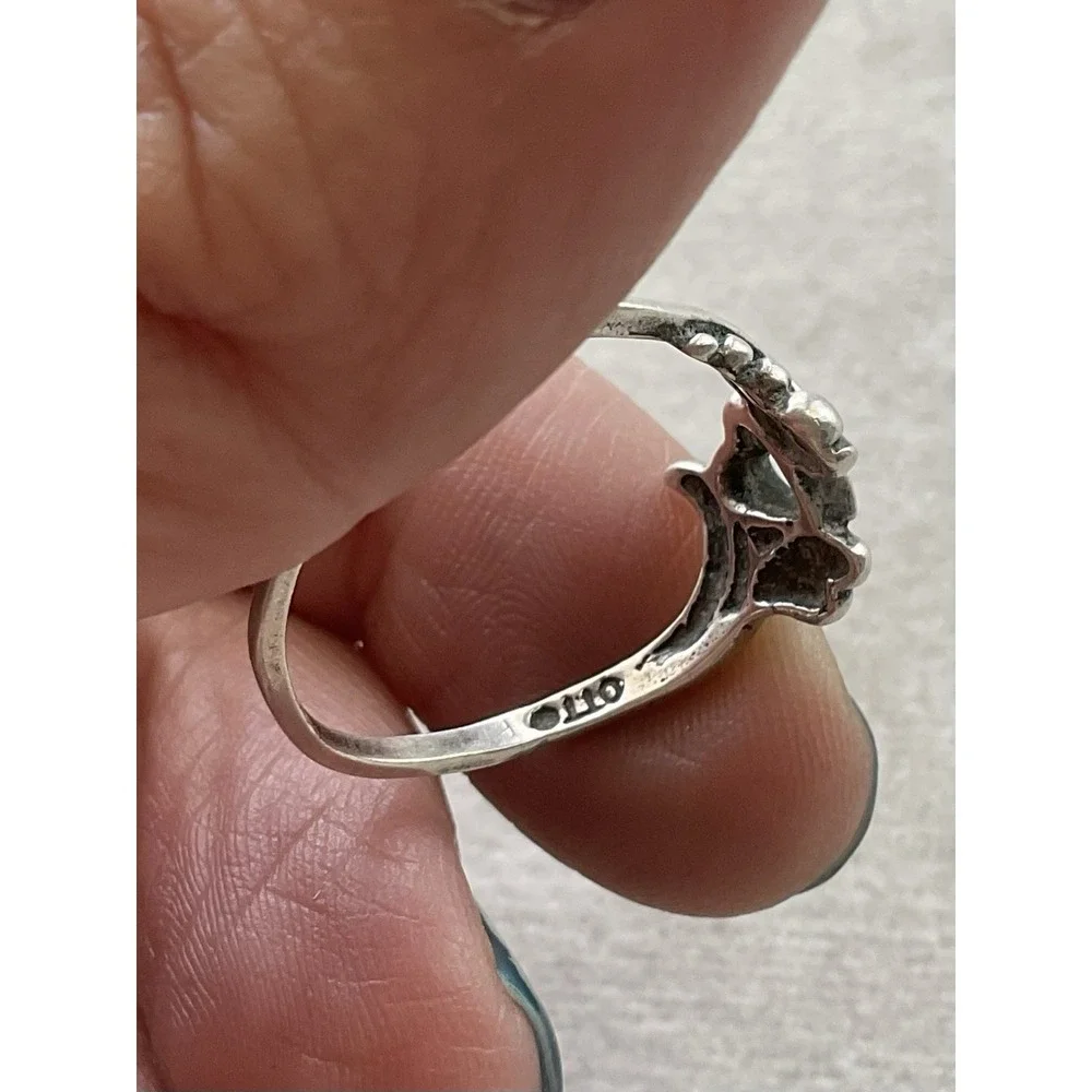 Vintage 925 Sterling Silver Heart With Wings Ring Size 8.25 Estate Jewelry